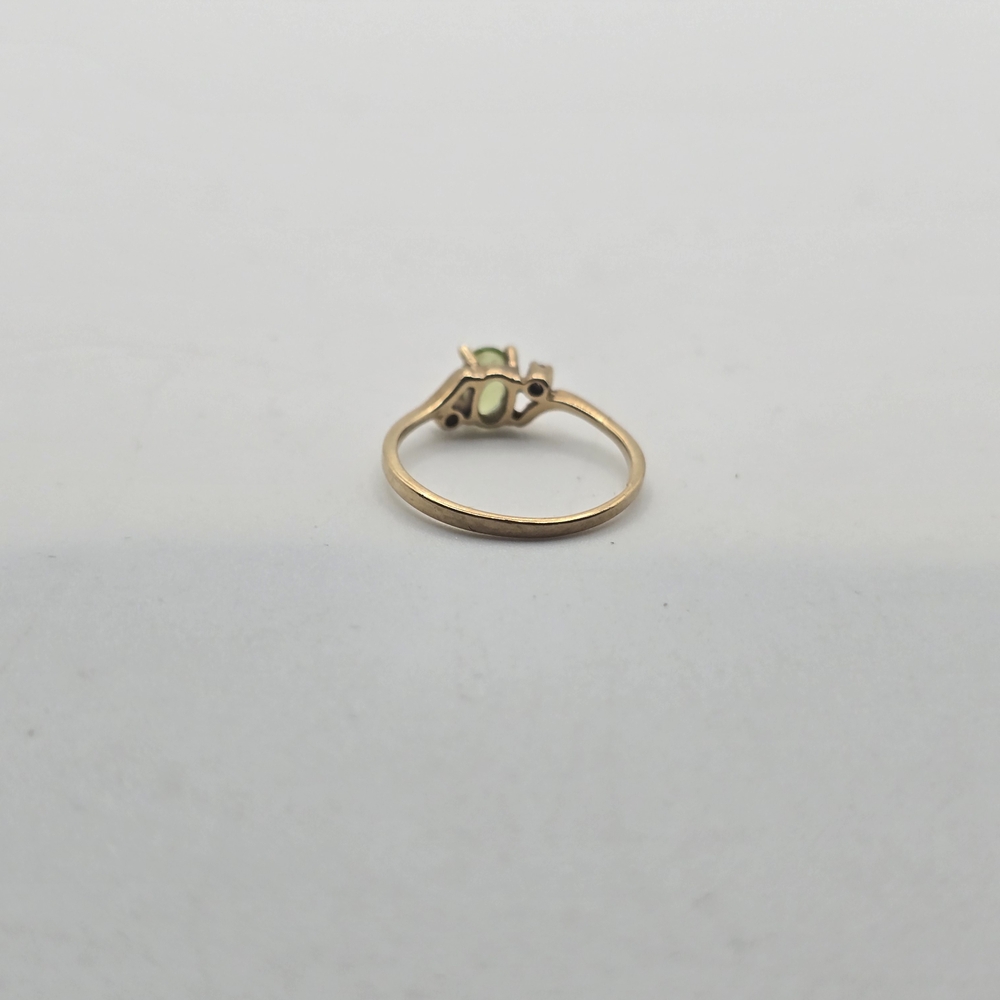 14k Gold and Green/Yellow Citrine Gemstone With White Sappire Ring - Picture 5 of 9